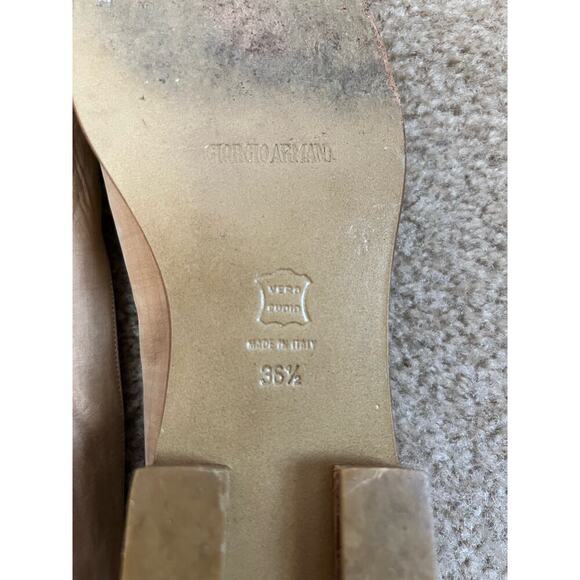 Giorgio Armani Peep Toe Tan Sandal Shoes Sz 36.5 - Picture 6 of 8